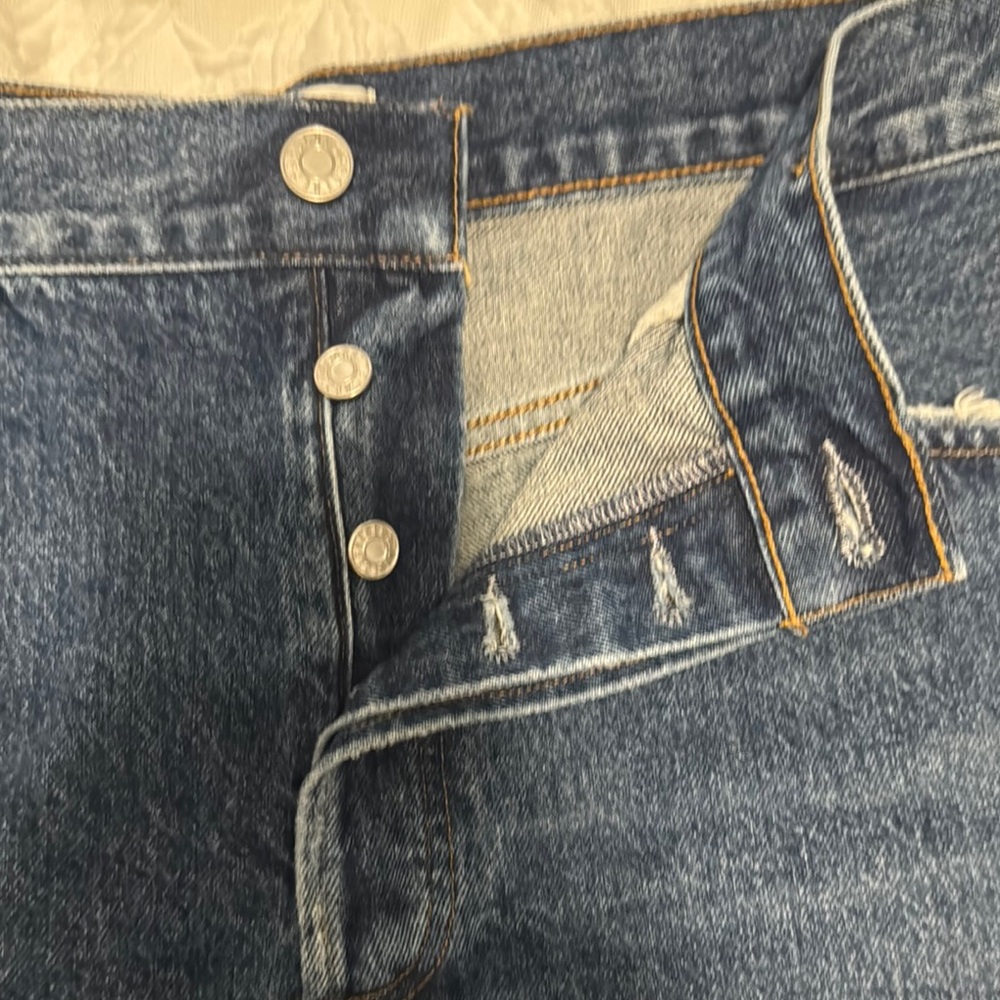 Agolde Dark Blue Jean Shorts - Picture 3 of 5